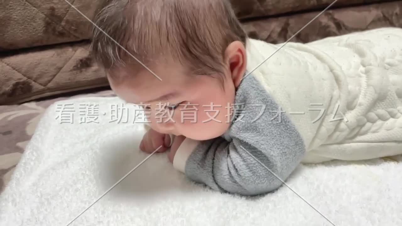 2-3ケ月　赤ちゃん腹臥位（うつぶせ）動画　　